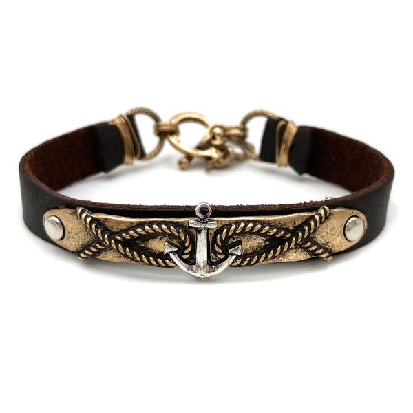 Anchor Hope Is A Rope Leather Wrap Bracelet