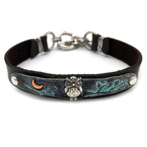 Owl In The Night Leather Wrap Bracelet