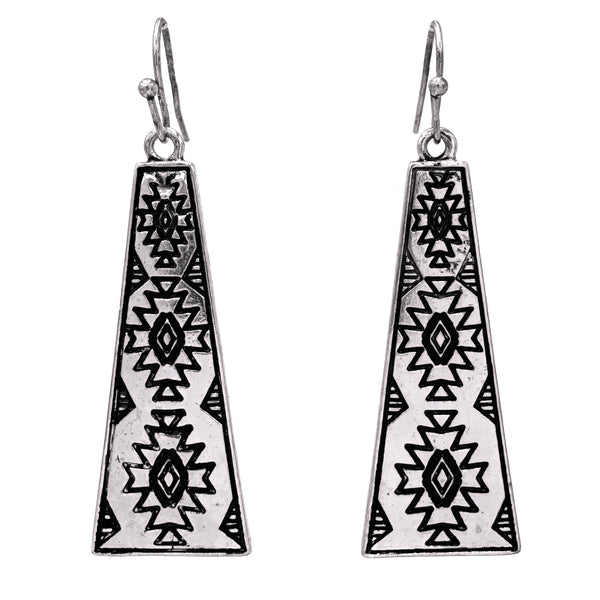 Native Aztec Gold and Silver Trapezoid Earrings