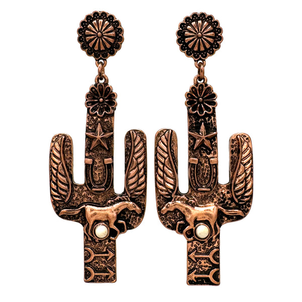 Horse Star Horseshoe Wings Western Cactus Earrings