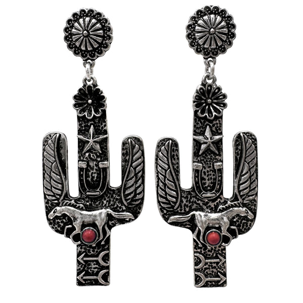 Horse Star Horseshoe Wings Western Cactus Earrings