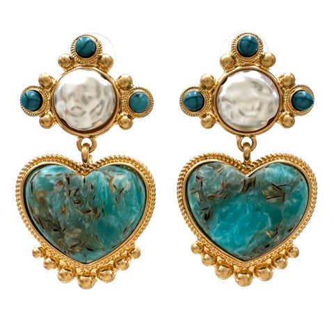 Heart with Pearl Western Fashion Earrings