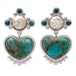 Heart with Pearl Western Fashion Earrings