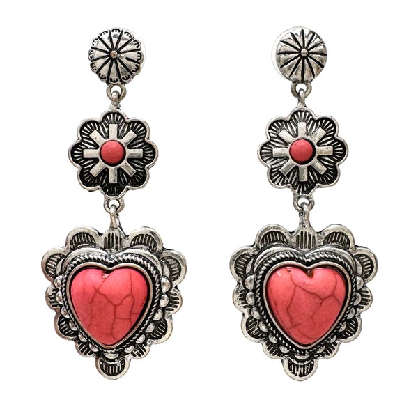 Heart Western Dangle Earrings