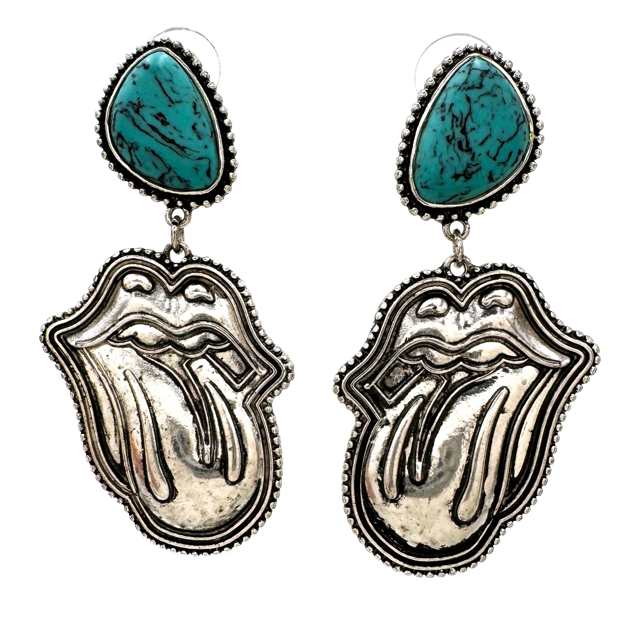 Tongue Out Turquoise Stone Earrings