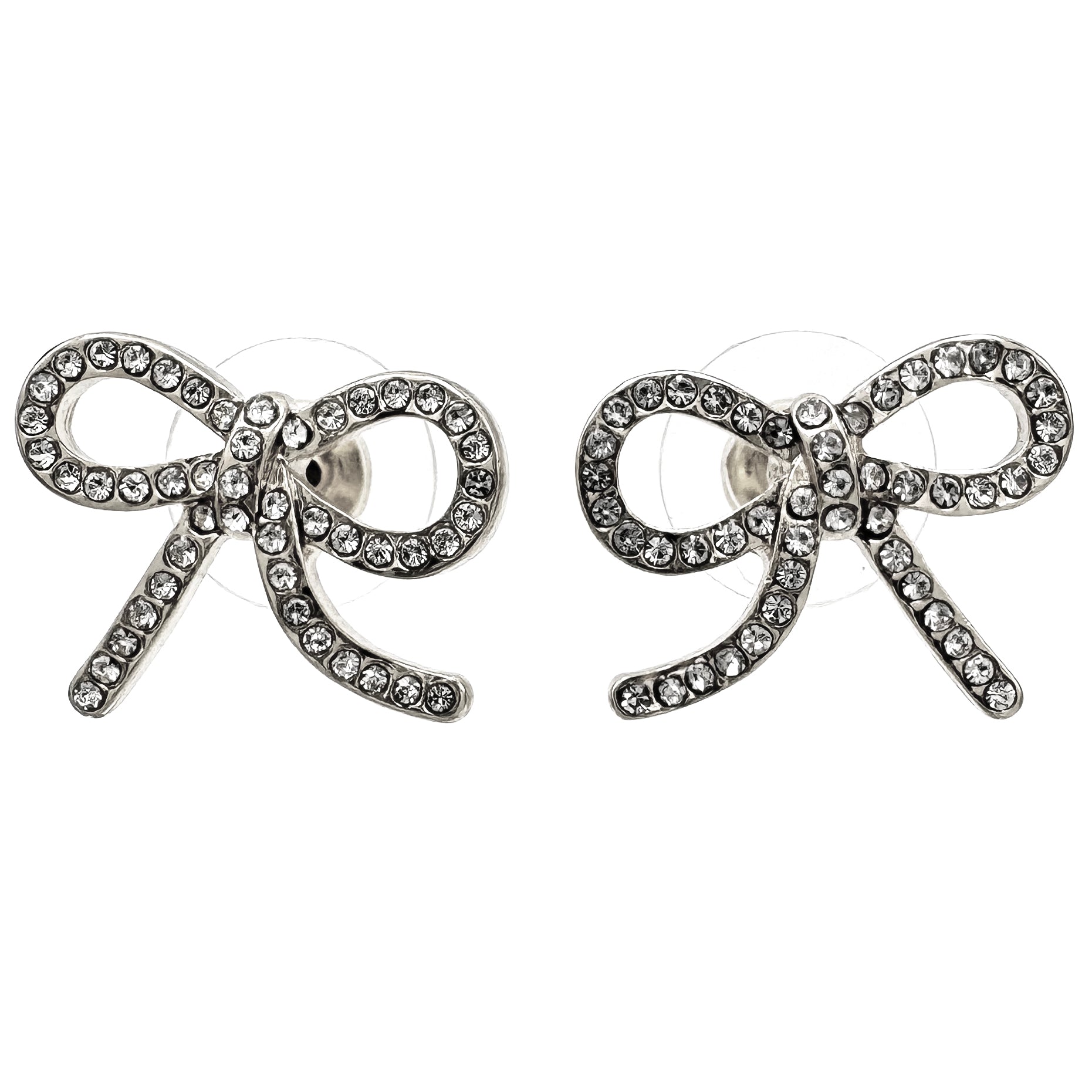 Ribbon Rhinestone Stud Earrings