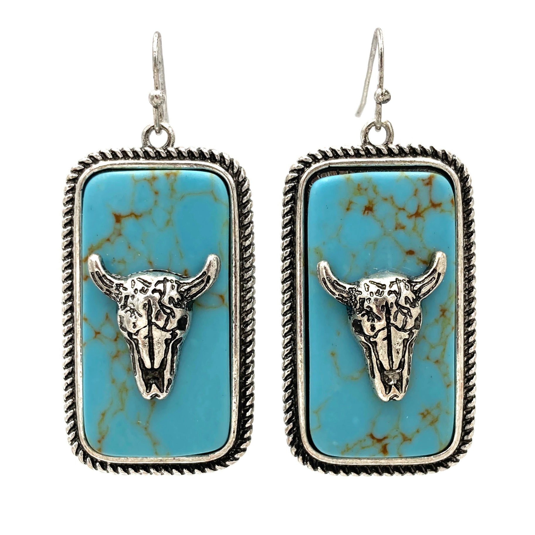 Longhorn Turquoise Block Earrings