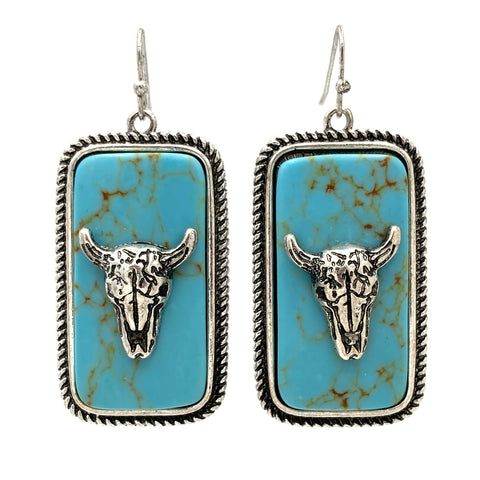 Longhorn Turquoise Block Earrings