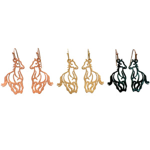 Horse Silhouette Western Brass Earrings