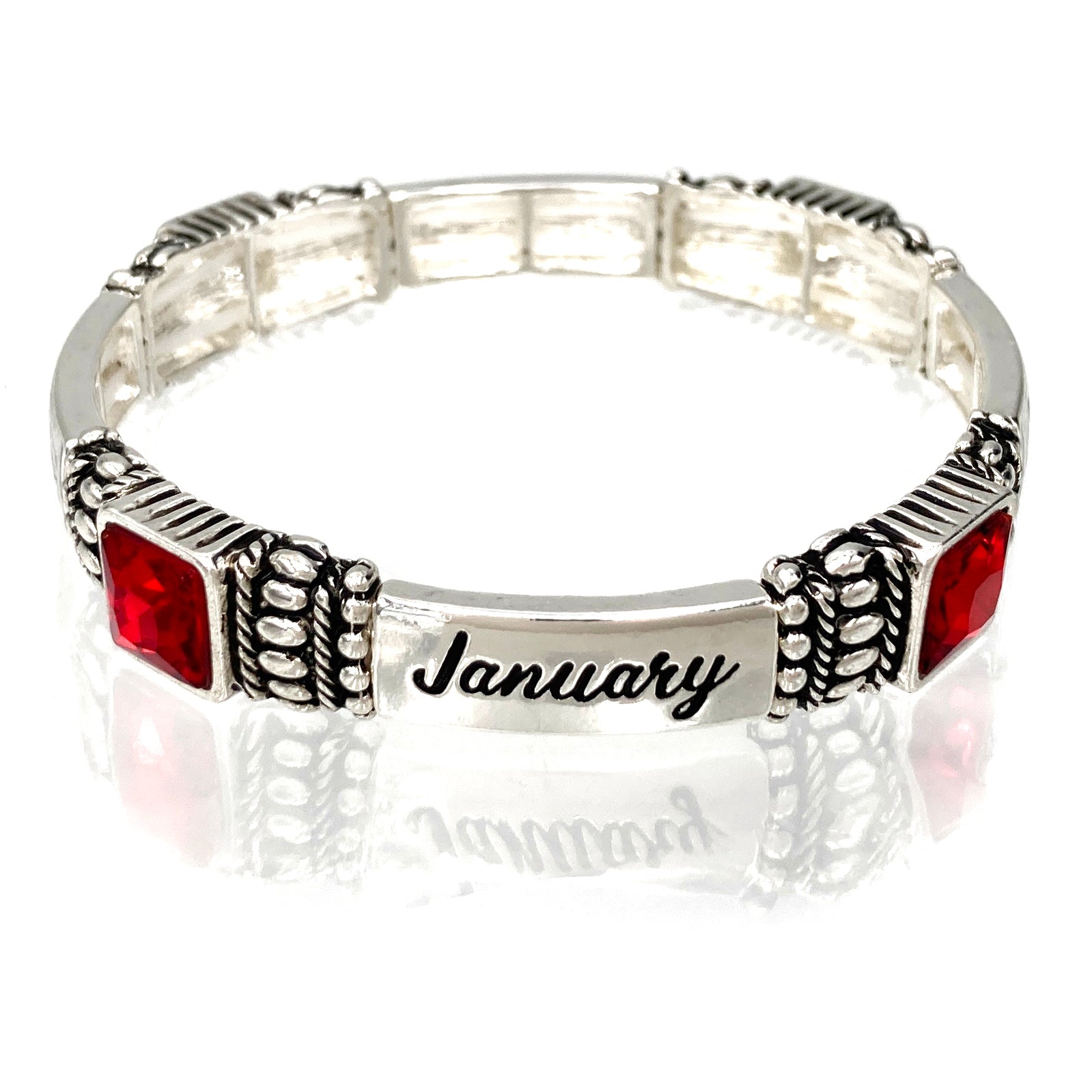 January Birthstone Garnet Red Gem Bracelet