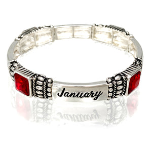 January Birthstone Garnet Red Gem Bracelet