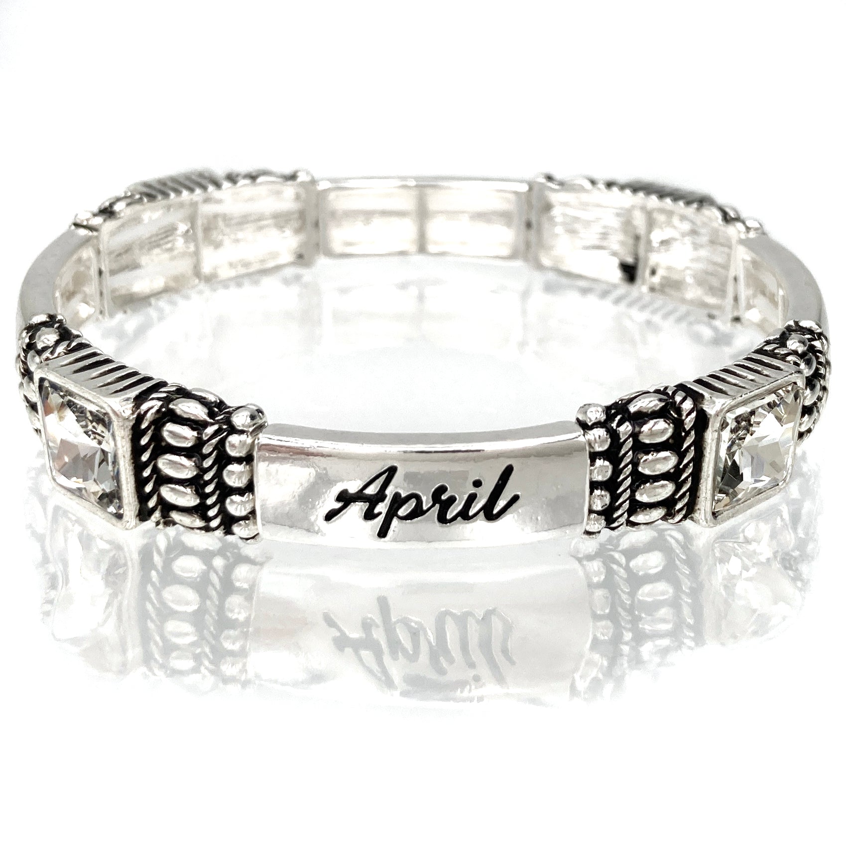 April Birthstone Diamond White Gem Bracelet