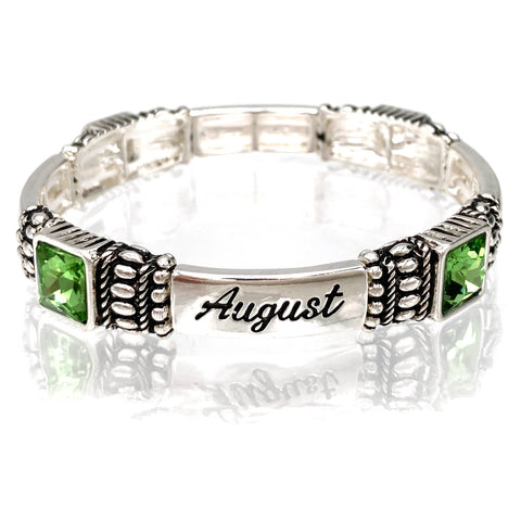 August Birthstone Peridot Green Gem Bracelet