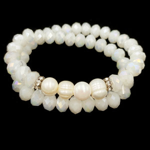 Pearls White Crystal Beaded Bracelet