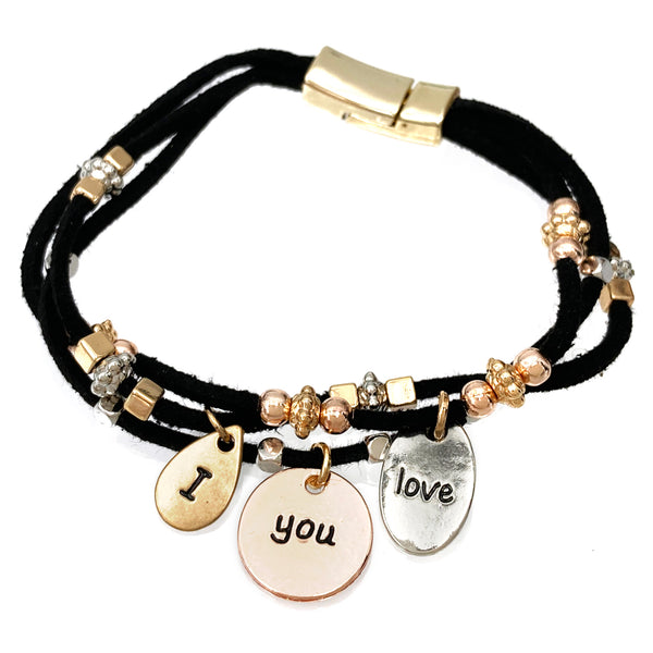 I Love You Charms Cute Suede Bracelet