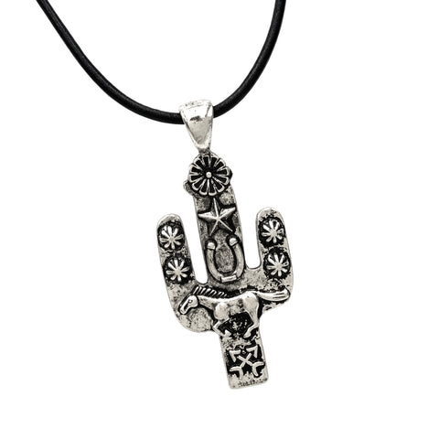 Cord Necklace with Cactus Horse Pendant