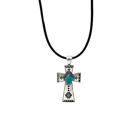 Cord Necklace with Native Cross Pendant