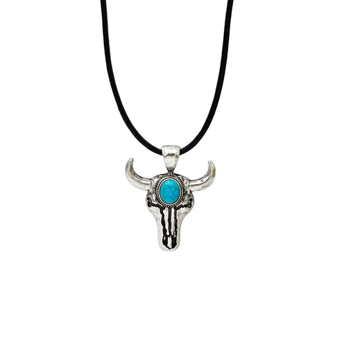 Cord Necklace with Longhorn Steer Pendant