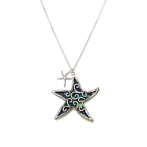 Starfish Abalone Pendant Long Necklace