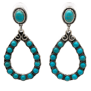 Turquoise Cabochon Teardrop Earrings