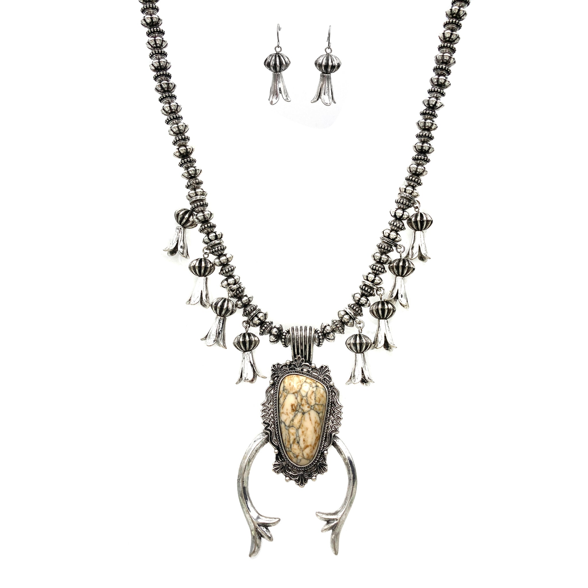 Chisos Squash Blossom Naja Necklace Earrings Set