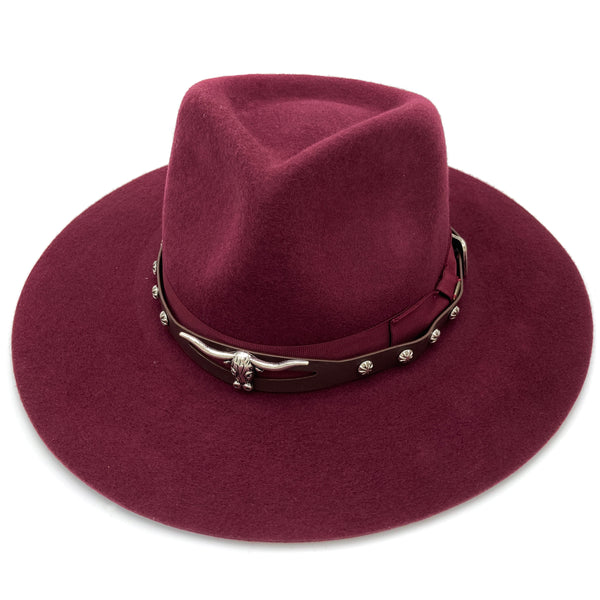 Western Longhorn Steer Leather Hat Band