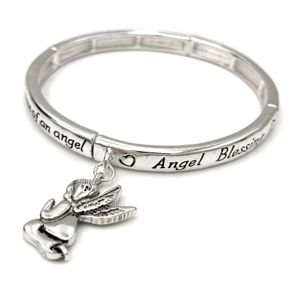 Angel Blessing Baby Charm Inspirational Stretch Bracelet