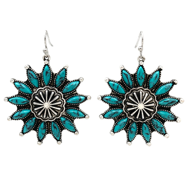 Turquoise Bohemian Floral Star Earrings