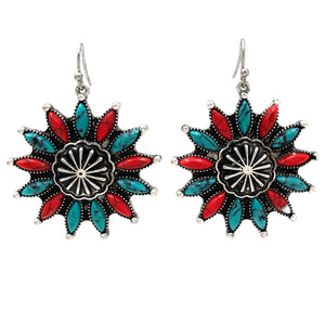 Turquoise Bohemian Floral Star Earrings