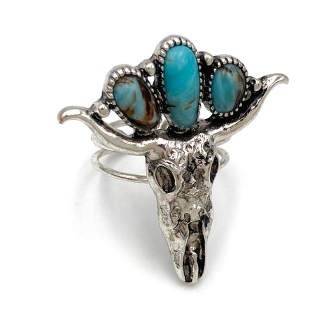 Longhorn Skull Bohemian Western Ring