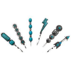 Western Icons Hair Pins with Turquoise 6 Piece Set