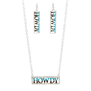 Howdy Bar Chic Necklace Earrings Set