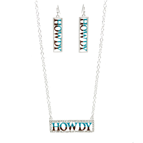 Howdy Bar Chic Necklace Earrings Set