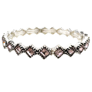 Pink Rhinestone Stretch Tennis Bracelet