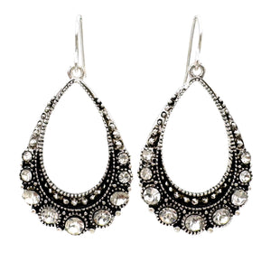 Teardrop Rhinestone Metal Earrings