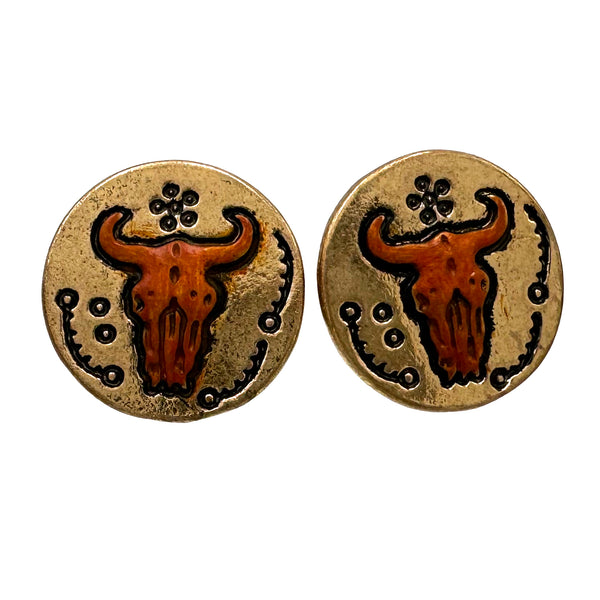 Longhorn Round Stud Earrings