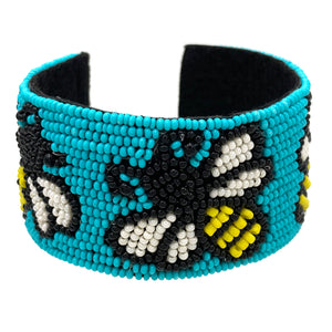 Bee Turquoise Seed Bead Cuff