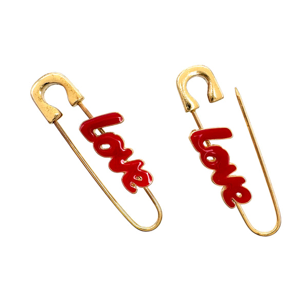 Safety Pin Love Earrings