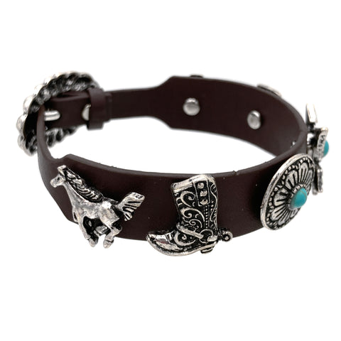 Spirit of the West Pu Leather Belt Buckle Bracelet