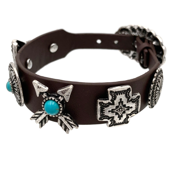 Spirit of the West Pu Leather Belt Buckle Bracelet