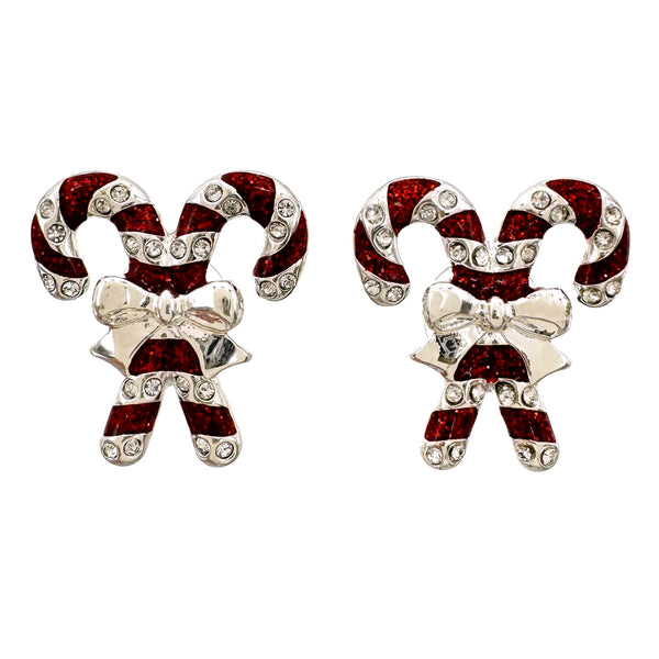 Candy Cane Christmas Stud Earrings