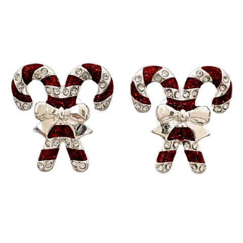 Candy Cane Christmas Stud Earrings