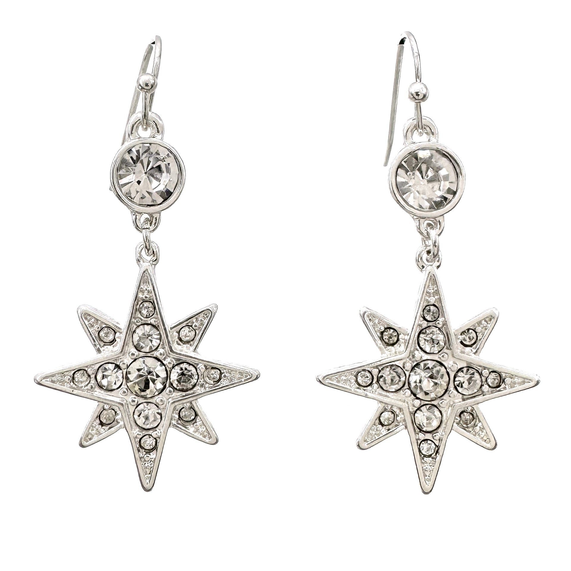 Octagram Star Crystal Earrings