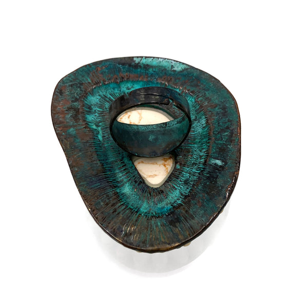 Large Howlite Stone Patina Ring