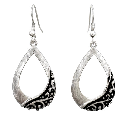 Filigree Metal Teardrop Earrings