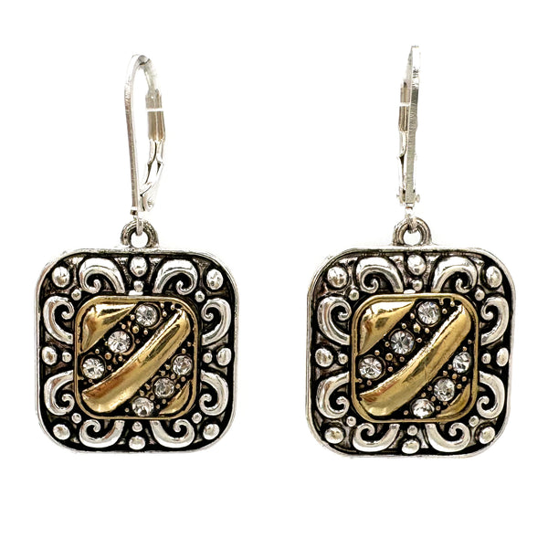 Rhinestone Western Square Earrings