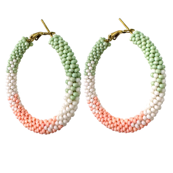 Colorful Seed Bead Hoop Earrings