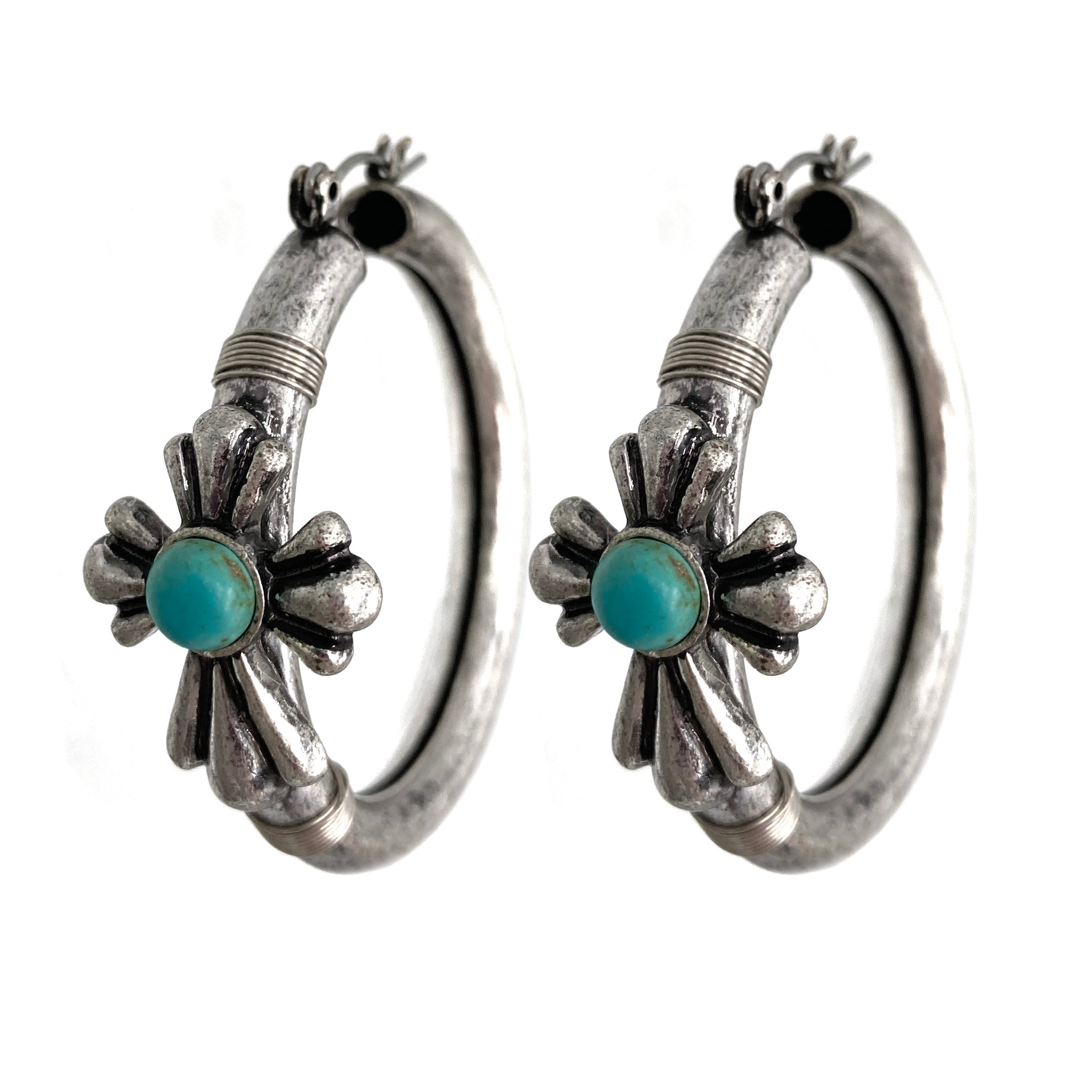 Western Cross Hoop Huggie Earrings