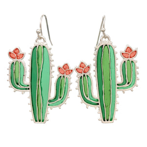 Stained Glass Cactus Earrings