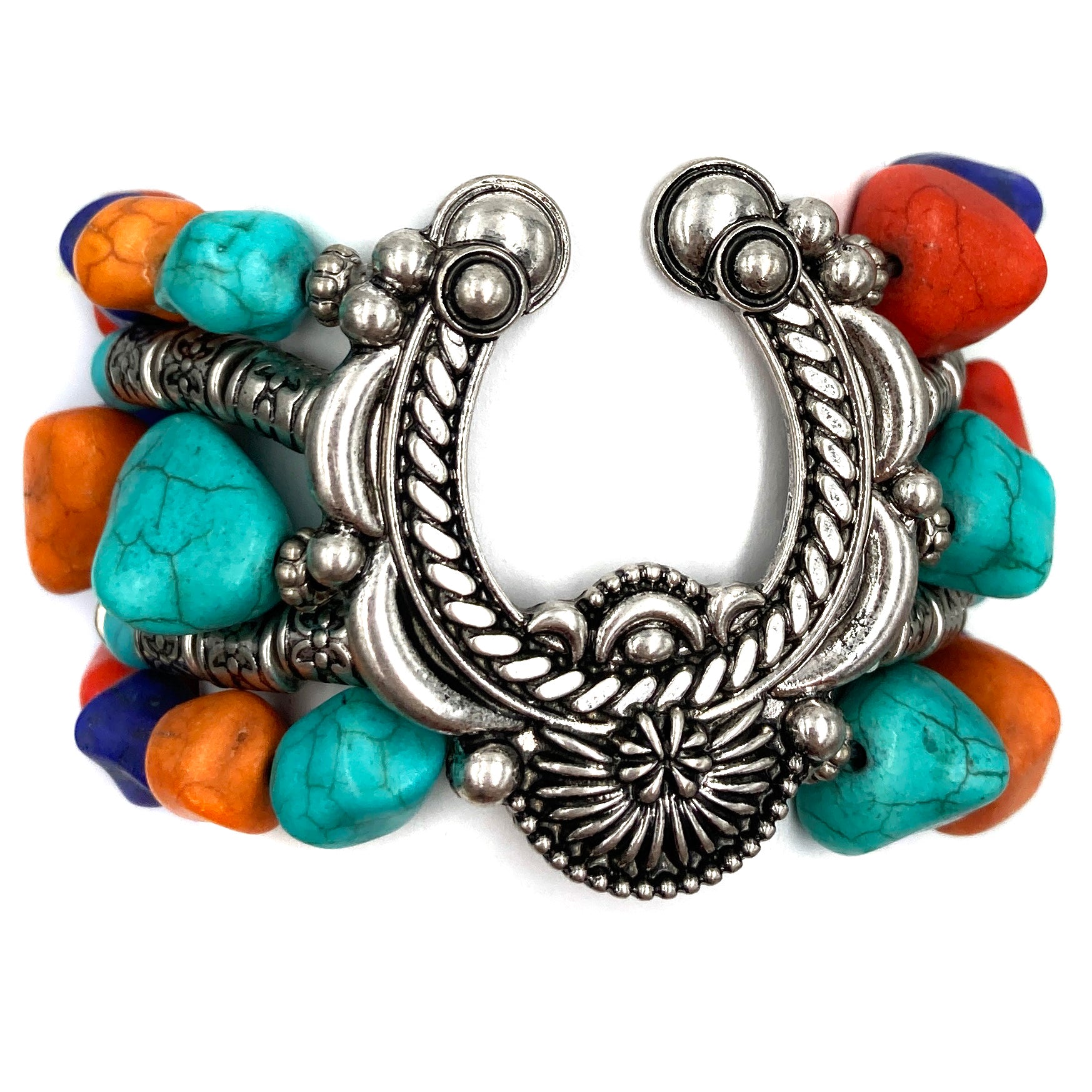 Blossom Turquoise Pebbles Western Chunky Bracelet